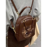 KYLETHOMASW  -  Cute Dachshund Backpack Women Retro Plaid Patchwork Large Capacity Daypack Ladies Student Multi Function Versatile Shoulder Bags