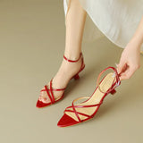 KYLETHOMASW  -  Summer pointed toe sexy buckle strap women sandals low heel slides