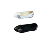 KYLETHOMASW  -  New Women's Shallow Mouth Single Shoes Block Studded Ballet Flats Lace Up Bow Round Toe Slip on Punk Casual Daily Flat Shoes