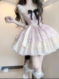 KYLETHOMASW  -  Summer Y2k Woman Dress Lolita Female Lace Vintage Fairy Elegant Sweet Dress Kawaii Mini Dresses Birthday Party Chic Outfits