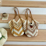 KYLETHOMASW  -  Hollow Knitted Women's Korean Shoulder Bag High Quality Vacation Beach Woven Tote Shopper Bag for Lady New Female Handbags