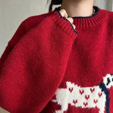KYLETHOMASW  -  Design Jacquard pullover cartoon embroidery puppy sweater women's 2025 autumn  winter cute knitted sweater top trendy outside