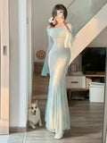 KYLETHOMASW  -  Trendy Exquisite Bell-sleeved Dress Women's 2024 New Elegant High-end French Retro Autumn Fishtail Long Dresses Evening Party