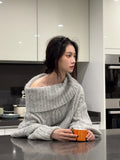 KYLETHOMASW  -  Sweet Hot Girl Casual Loose Slash Neck Twist Sweater Women's Retro Long-sleeved Knitted Pullover Fashion Female Clothes