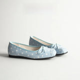 KYLETHOMASW  -  Polka Dot Flat Head Square Ballet Shoes Women's Versatile  Knot Gentle Fairy Style for Skirts Spring Season Fashion