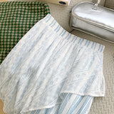 KYLETHOMASW  -  Vintage Striped Midi Skirt Women Harajuku Aesthetic Lace Patchwork Skirts Summer Ladies Korean Casual Design A Line Faldas