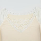 KYLETHOMASW  -  V-neck lace trimmed short sleeved T-shirt with ins European and American design, thin, solid color, tight elastic top