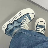 KYLETHOMASW  -  Spring Autumn Women Thick Sole Denim Shoes Butterfly High-top Canvas Shoes Girls Breathable Cloth Casual Shoes Canvas Shoes