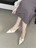KYLETHOMASW  -  Crystal Diamond Pointed Toe Women Pumps Sexy Thin Low Heels Wedding Party Dress Sandals Shoes Zapatos De Mujer