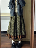 KYLETHOMASW  -  Heavy High Waist Vintage New Women's Skirt Slim Plaid Patchwork Harajuku Faldas Preppy Style Personalized Big Swing Moda Falda