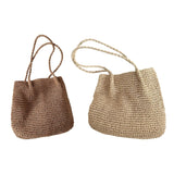 Kylethomasw New Bucket Bags Straw Woven Fashion Bag Casual Travel Vacation Bag Rattan Summer-Beach Shoulder Bag for Women Girl