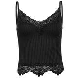 KYLETHOMASW  -  Lace lace patchwork groove strip deep V-neck small suspender new women's revealing navel sexy slim fit vest