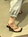 KYLETHOMASW  -  Retro Square Toe Clip Toe Sandals Kitten Heel Back Strap Brown Solid Concise French Style Sexy Fashion Women Shoes Summer Casual