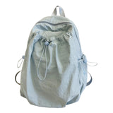 KYLETHOMASW  -  Women's Drawstring Ruched Lightweight Backpack Minimalist Casual Aesthetic Daily Simple Solid Color School Bag New Trend