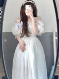 KYLETHOMASW  -  France Fairy Sweet Dress Women Vintage Evening Party Midi Dresses Casual Designer Chic Princess Retro White Dress
