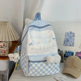 KYLETHOMASW  -  All Match High-capacity Backpack Women Students Travel Schoolbag Sweet Y2k Aesthetic Letter Print Dots Plaid Patchwork Backpacks