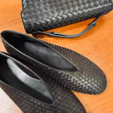 KYLETHOMASW  -  Fashionable Comfortable Knitted Slip-On Flat Bottom Ballet Style Women's Shoes round Toe Ultra-Leather Casual Low Cut Footwear