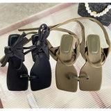 KYLETHOMASW  -  High Heeled Sandals for Women Summer New with Toe Straps Square Toe Medium Thick Heel Roman Shoes Niche Sandals for Women