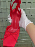 KYLETHOMASW  -  Summer New French Girls' Ballet High Heels Satin Ribbon Ballet Bow Hooded Sandals