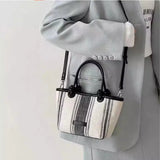 KYLETHOMASW  -  Korean Retro Stripe Handbag Women Lightweight Large Capacity Tote Bag Ladies Everyday Commute Lightweight Crossbody Bag