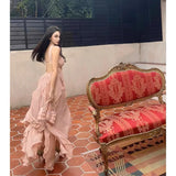 KYLETHOMASW  -  Halter Holiday New Super Senior Fairy Female Celebrities Are Hanging Neck Strapless Backless With Irregular Chiffon Dresses 2024
