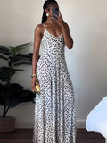 KYLETHOMASW  -  Backless Elegant See Through Maxi Dress Women Polka Dots Print Low-Neck Sleeveless Summer Holiday Ruched Sexy Outfits
