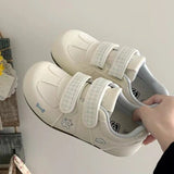 KYLETHOMASW  -  Ladies Sweet Velcro SneakersCartoon PatternEmbroidery Plaid StrapDesign Round Toe Soft Sole Lightweight All‑match Daily Footwear