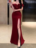 Kylethomasw Sexy Bodycon Long Dresses for Women Wedding Evening Party Prom Robe Ruffles Slash Neck High Split Hollow Out Summer New Vestido