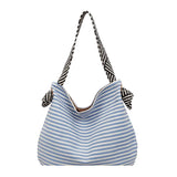 KYLETHOMASW  -  Korean Canvas Women Shoulder Bag Female Student Tote Shopper Bag Stripe Large Fashion Ladies Hand Bags Girl Woman Handbags