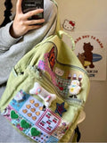 KYLETHOMASW  -  Patch Cute Girl Japanese Canvas Backpack Junior High School Students Niche Design Backpacks Campus All-match Bags
