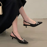 KYLETHOMASW  -  Fashion Shallow Women Medium Heels Sandals Shoes Female Pointed Toe Footwear Butterfly-Knot Ladies Heels Pumps Sandals Shoes
