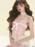 KYLETHOMASW  -  Pink Corset Y2k Crop Top Women Sexy Sleeveless Backless Hot Tops Summer Cute Girl Bow Chic Camis Korean Fashion Clothing