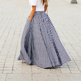 KYLETHOMASW  -  Y2k Elegant New Fashion Women Skirts Vintage Plaid Check Elastic Waist Long Skirts Zipper Pleated Bohemian Casual Pockets Skirts