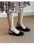 KYLETHOMASW  -  New French-style Round-toe Gentle Bow Low-heel Shallow Single Shoes with Open Back, Single-strap Closed-toe Sandals for Women