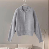 KYLETHOMASW  -  Casual Solid Knit Women Cardigan Elegant Long Sleeve Zippers O-neck Patchwork Female Sweater 2025 Autumn Fashion Lady Outwear