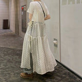 KYLETHOMASW  -  Korean Dongdaemun Anti-Aging Lightweight Embroidered Fabric Side Tied Strap Dress Summer New Arrival Cross-Border