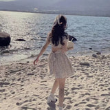 KYLETHOMASW  -  Print Floral Mini Dresses Puff Sleeve Mori Girl Style Sweet Spring Summer Women Dress Korean Fashion Vestidos Mujer
