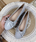 KYLETHOMASW  -  Women Round Toe Ballet Flats Spongy Bottom  Hot New 2024 Italian Shoes Patent Leather Classic Bow-Knot Dressing Slip-On 34 48 47