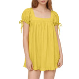 KYLETHOMASW  -  Womens Tie Back Tops Round Neck Ruffle Short Sleeve Shirts Cute Tee Summer Trendy Tunic