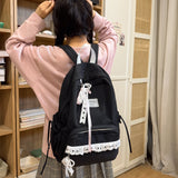 KYLETHOMASW  -  Women's Nylon Lace Bow Backpack Sweet Fresh Aesthetic Daily School Casual Book Bags New Fashion Student Back Packs