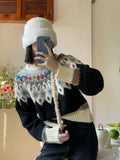 Kylethomasw Vintage Argyle Knit Women‘s Sweaters Harajuku Rainbow Color Long Sleeve Pullovers Japan Style Cutecore Winter Clothes