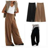 KYLETHOMASW  -  European and American style new temperament versatile casual pants women's fashionable simple drape wide-leg suit pants