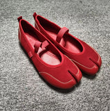 KYLETHOMASW  -  Women's Suede Mary Jane Flats Strap Design Split - Toe Comfortable Casual Shoes Stylish Daily/Lounge Footwear