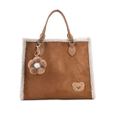 Kylethomasw Ins Plush Shopping New Frosted Single Shoulder Messenger Tote Solid Color Children's And Women's Bag