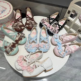 KYLETHOMASW  -  Trend Bow Mary Jane Women Shoes Elegant Temperament Soft Sole Lace Lolita High Heels Beautiful Princess Shoes for Women Tacones
