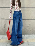 KYLETHOMASW  -  Y2K Spicy Girl Jeans Women Retro High Waisted Wide Leg Loose Slimming Straight Leg Floor Length Casual Drape Trousers