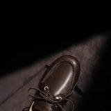 KYLETHOMASW  -  New Leather Flats Shoes Women's Loafers Round toe Vintage Suede Leather Ladies Casual British Style Flat Single Shoes