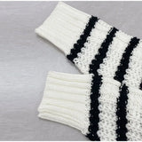KYLETHOMASW  -  Casual Striped Women Sweater Fashion Long Lantern Sleeve Button O-neck Female Pullover 2025 Spring Autumn Chic Lady Knitwear