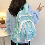 KYLETHOMASW  -  Women Students Contrast Color Patchwork Schoolbags Casual All Match Letter Printing Backpack Fashion Y2k Aesthetic Ins Backpacks