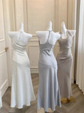 KYLETHOMASW  -  Luxury Slim Fit Long Dresses Elegant Sexy White Cambridge Blue Evening Dresses Spring Neck-Mounted Backless Mermaid Vestidos